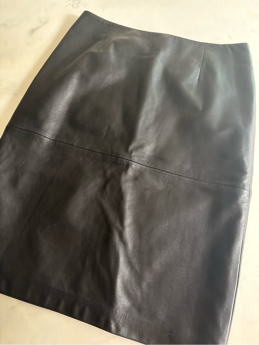 Classic Black Leather Pencil Skirt